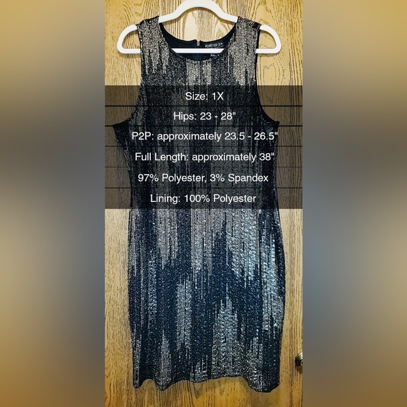 Forever 21+ Black & Gold Metallic Sequin Shift Dress | NWOT | Sz: 1XL - Picture 9 of 9